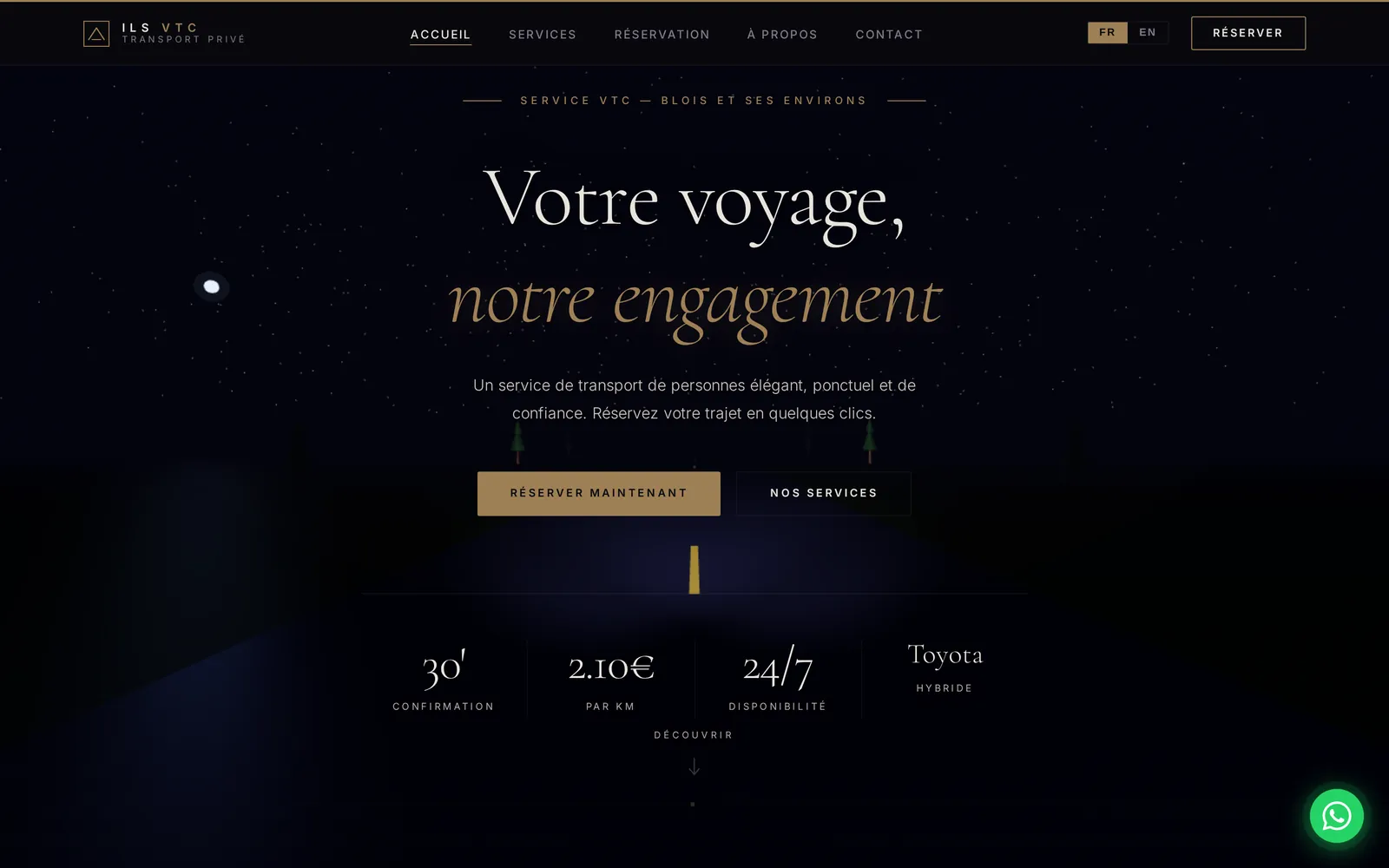 Page d'accueil du site ILS VTC Blois